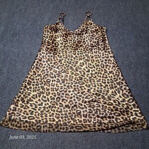 VTG Gilligan & O'Malley Leopard Print Sleep Shirt Women Size Medium Satin